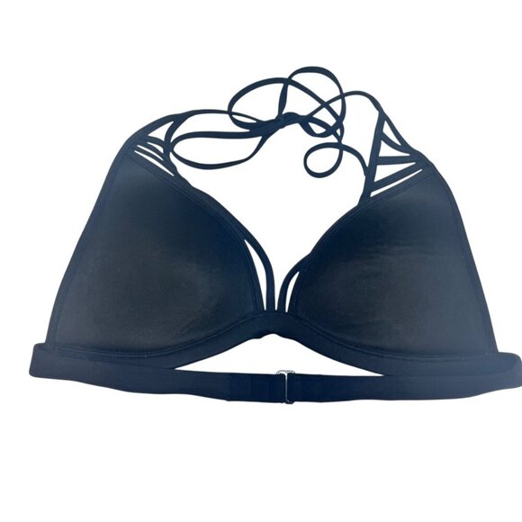 VICTORIA'S SECRET Bikini Medium Black Strappy Padded Top & Cheeky Bottom 2 Piece - Picture 6 of 10